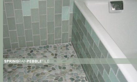 Spring Rain Pebble Mosaic Tiles Creates a Serene Bathroom Oasis